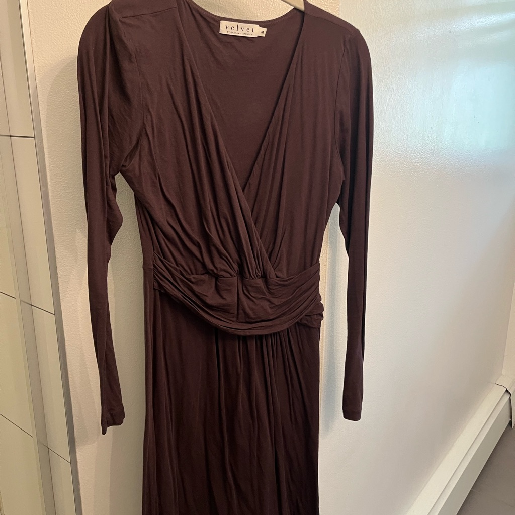Velvet By Graham & Spencer Long Sleeve Dress In Plum